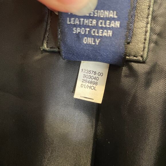 Gap VINTAGE Y2K Leather Bomber Jacket Zip Front Black M - Picture 3 of 6